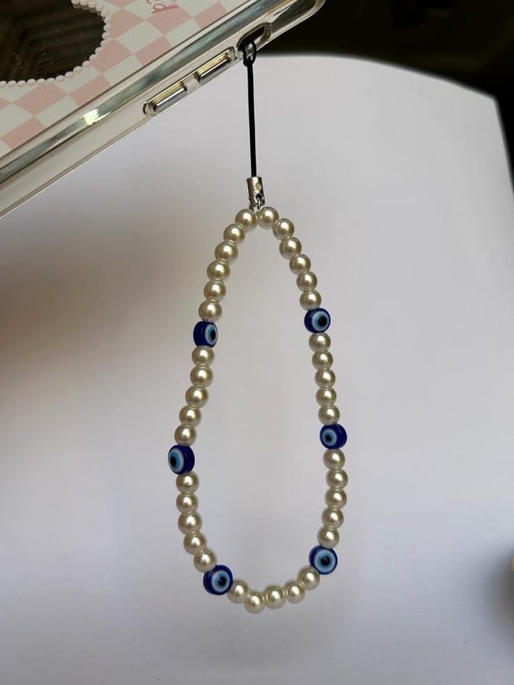 Evil Eye Pearl Phone Charm