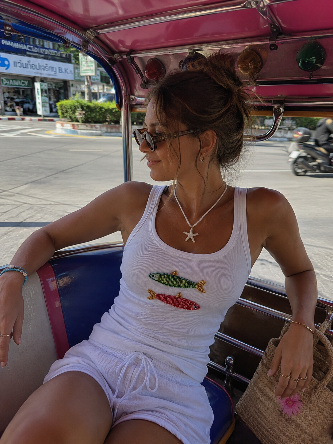Fishy beaded tank top