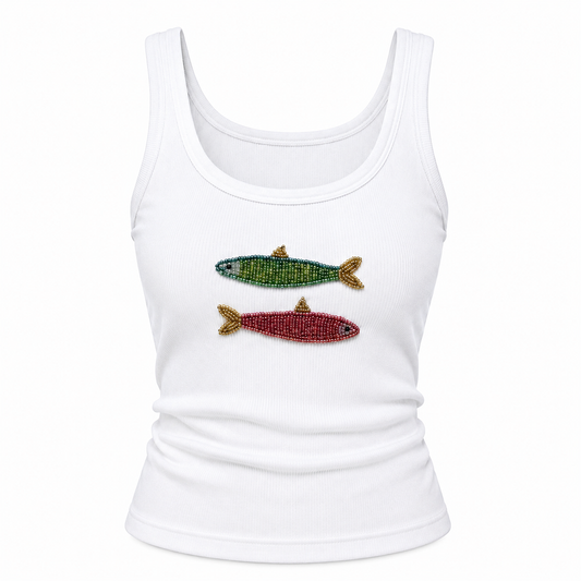 Fishy beaded tank top
