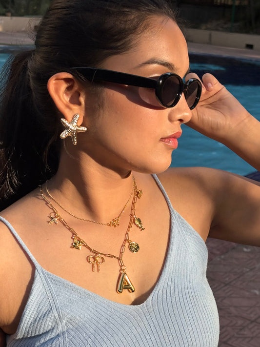 Charm necklace with initial