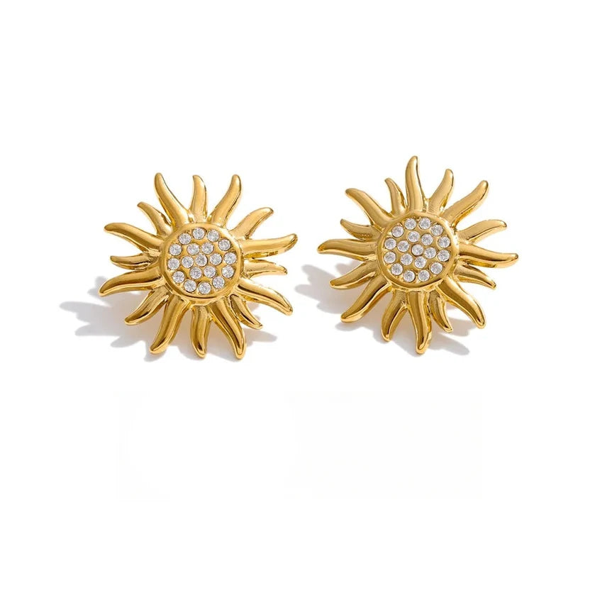 Sun Studded Earrings | 18K Gold Plated
