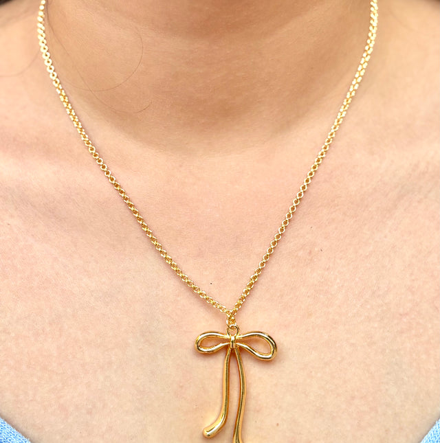 Dangling bow necklace & earrings set