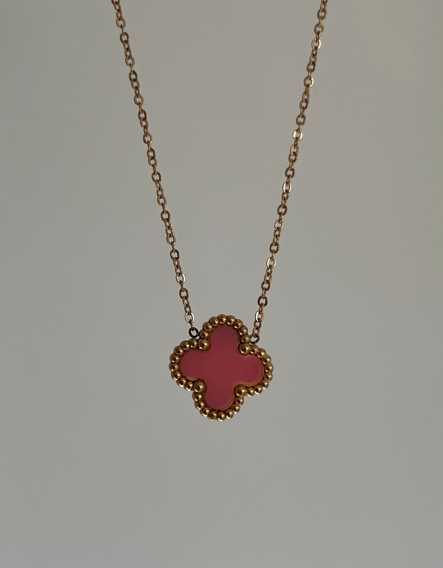 Pink Clover Necklace
