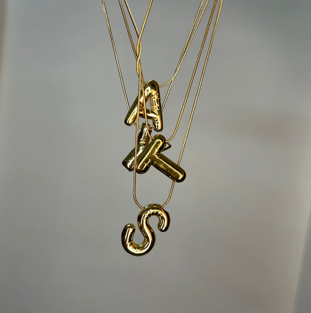 Bubble Initial necklace (gold plated)