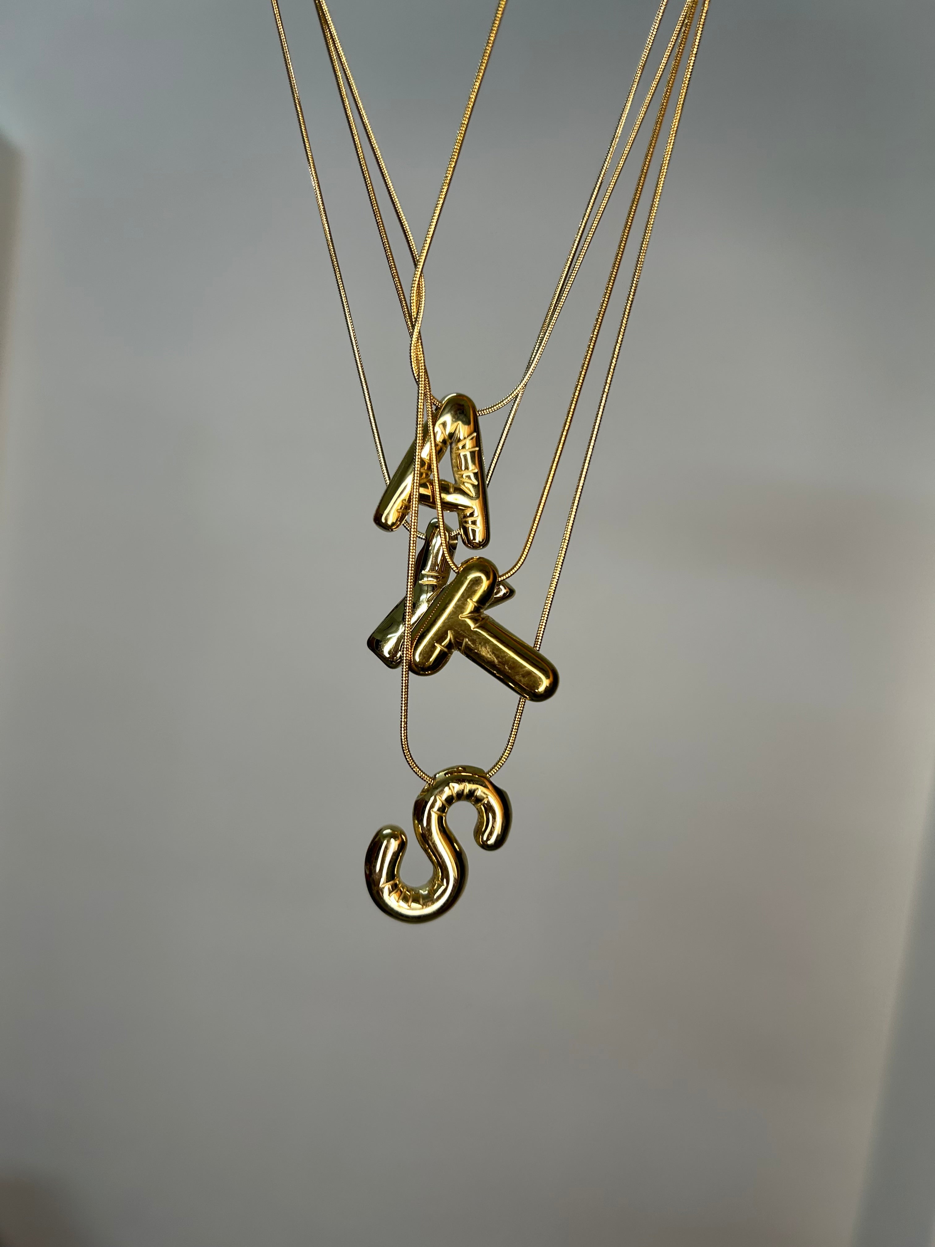 Bubble Initial necklace (gold plated)