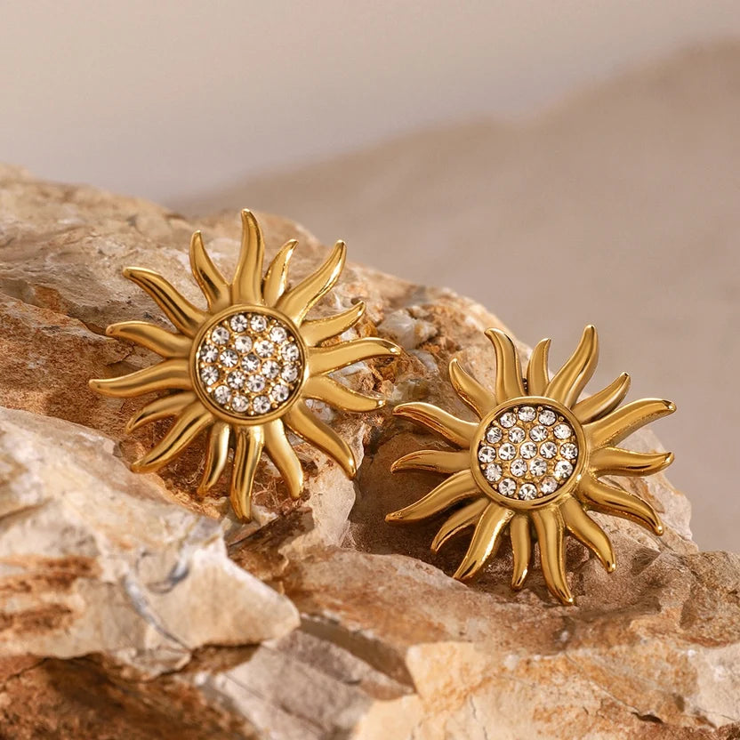 Sun Studded Earrings | 18K Gold Plated