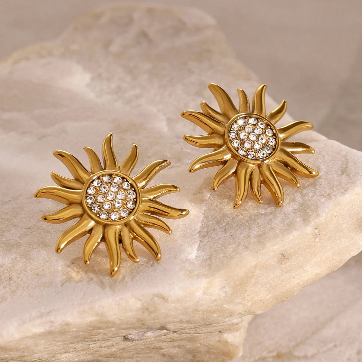 Sun Studded Earrings | 18K Gold Plated