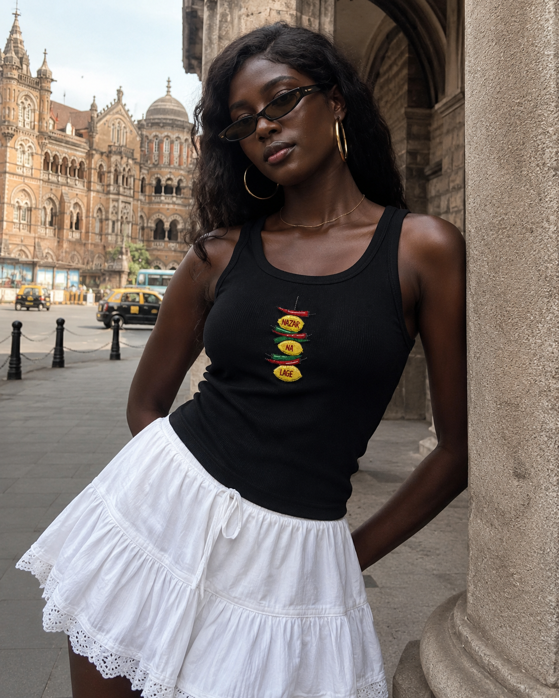 ‘Nazar na lage’ beaded tank top