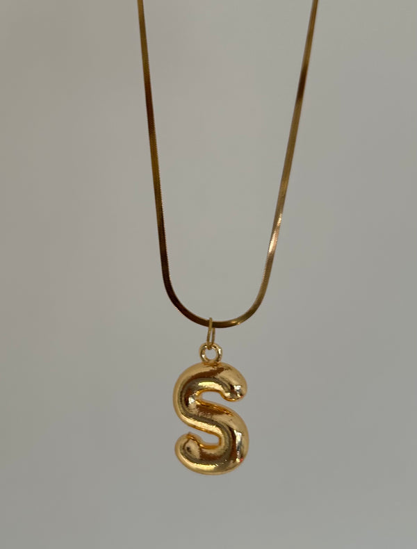 Bubble Letter necklace in snake chain