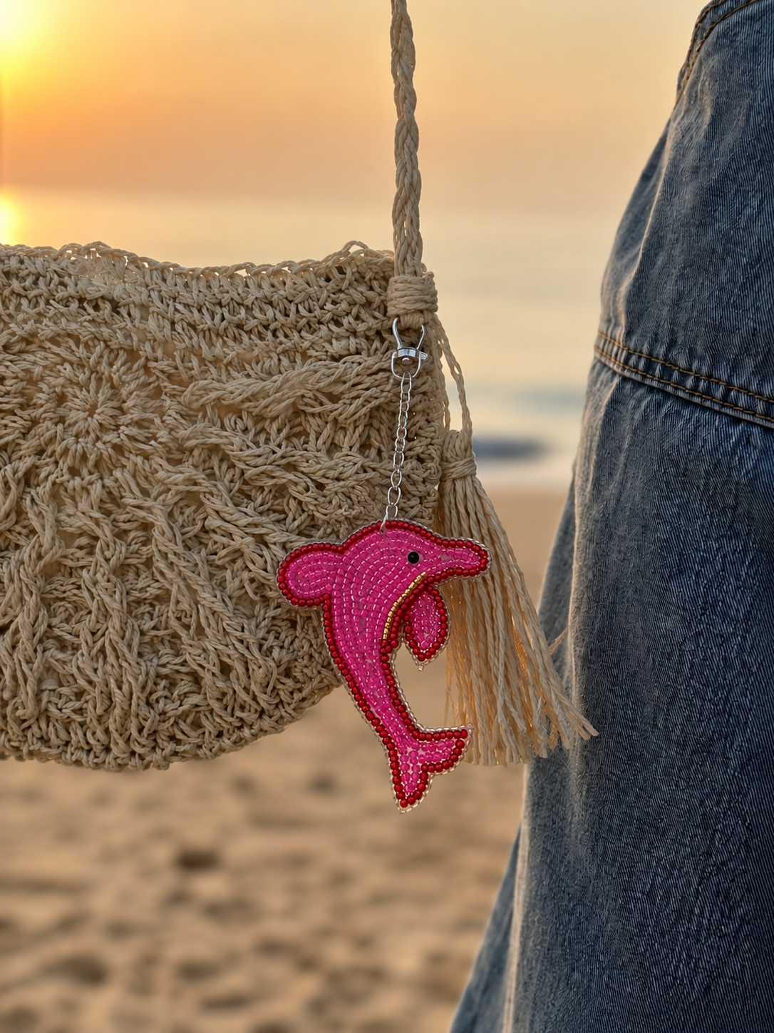 Dolphin beaded bag charm