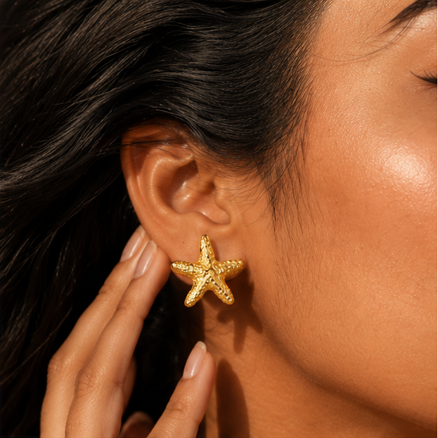 Starfish necklace & earrings combo