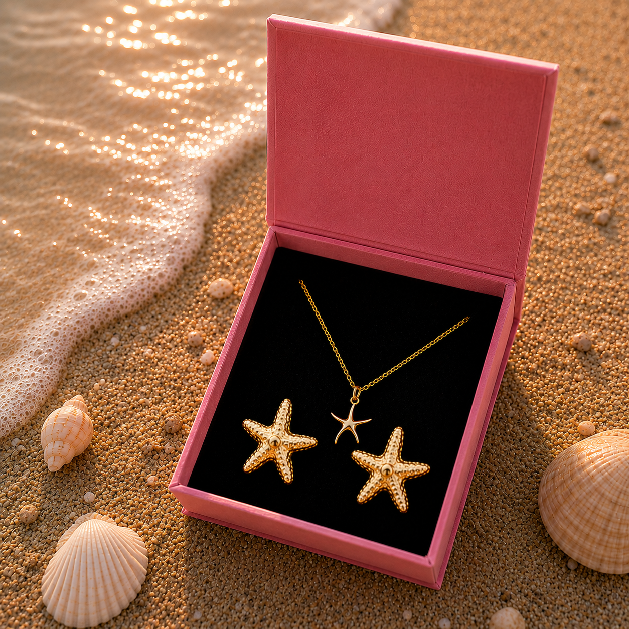 Starfish necklace & earrings combo