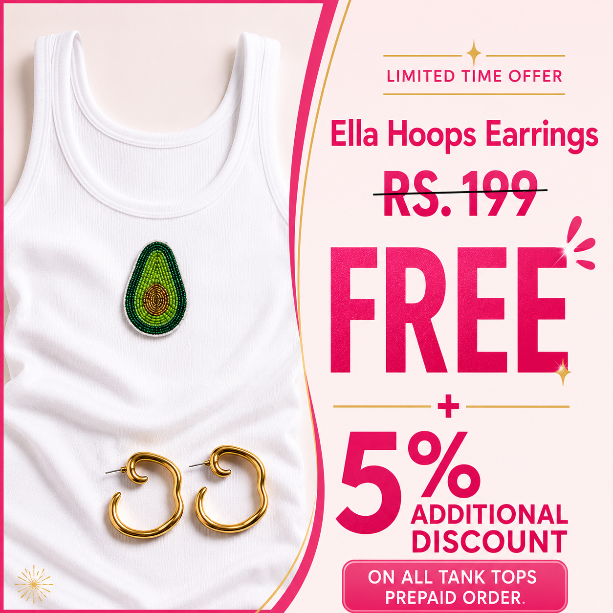 Avocado Premium Cotton Beaded Tank Top | Round Neck | Soft Stretch Comfortable Fit