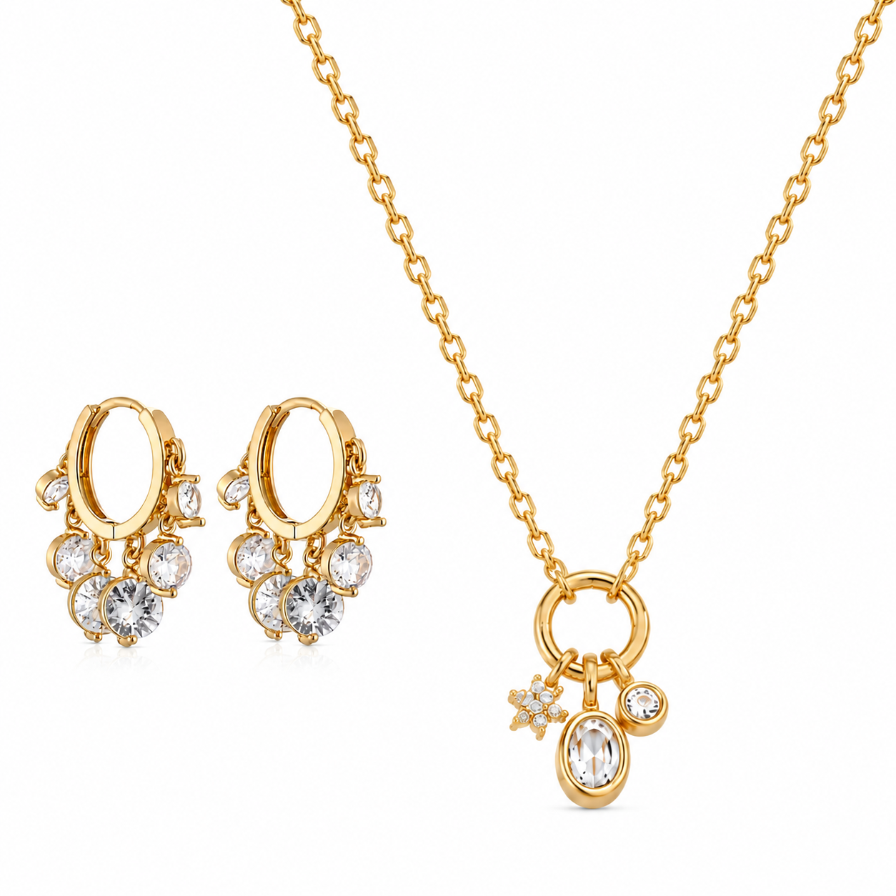 Droplet necklace & earrings set | 18K Gold Plated