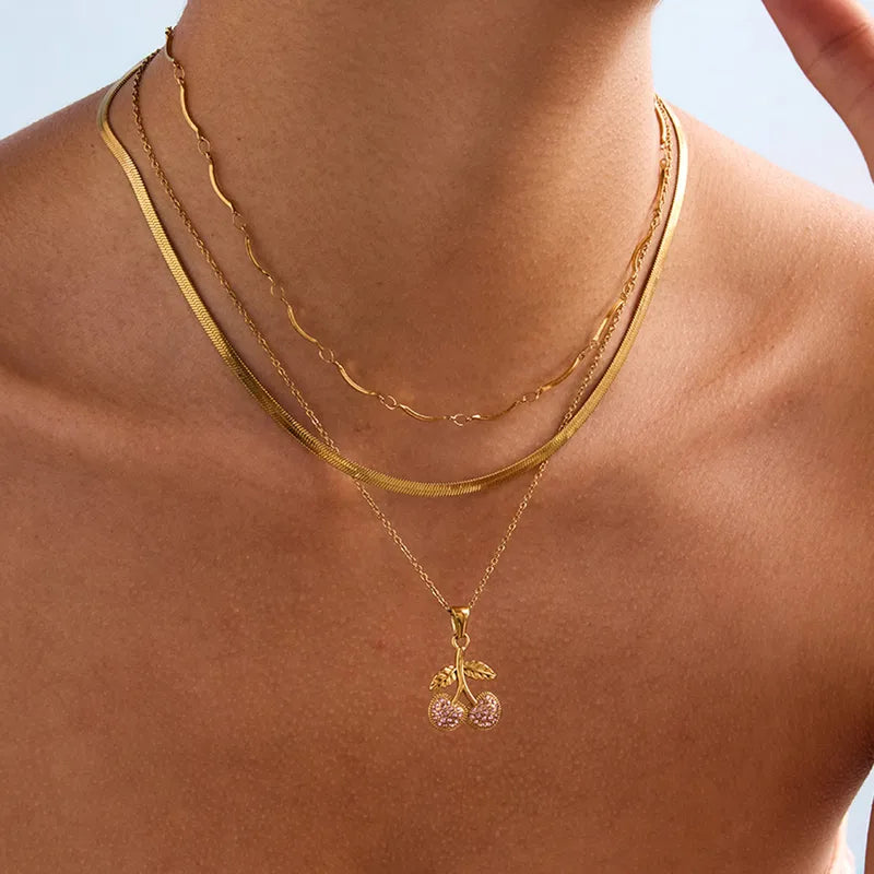 Cherry Necklace| 18k gold plated