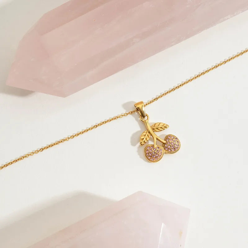 Cherry Necklace| 18k gold plated