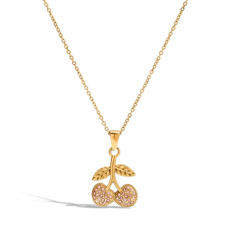 Cherry Necklace| 18k gold plated
