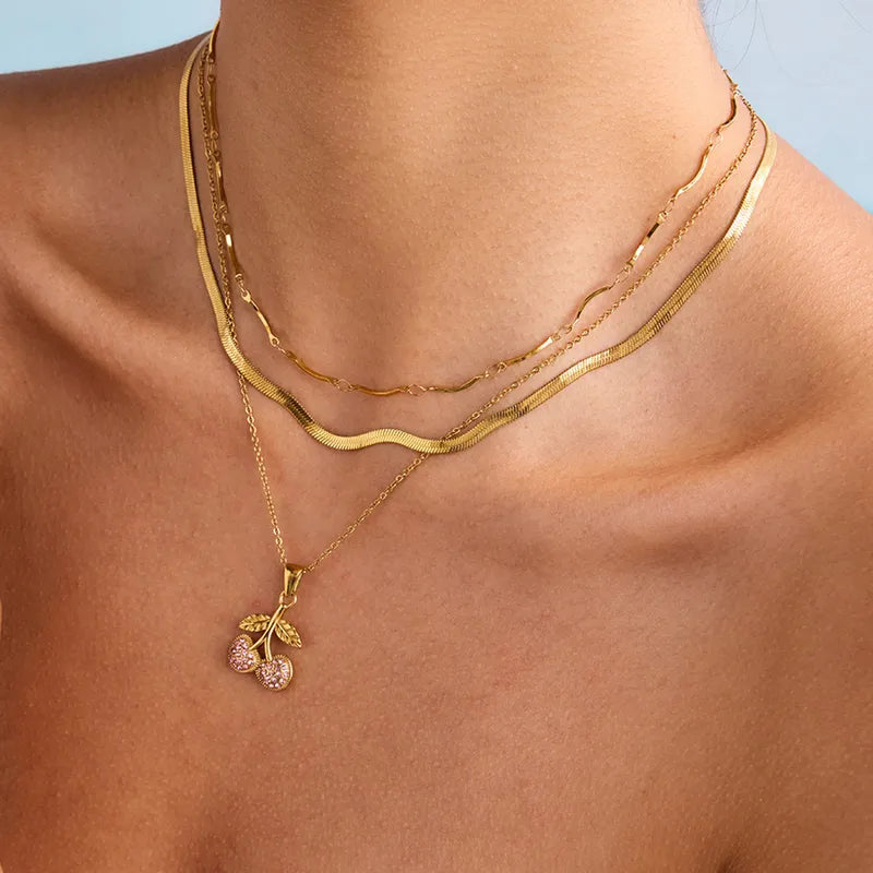 Cherry Necklace| 18k gold plated