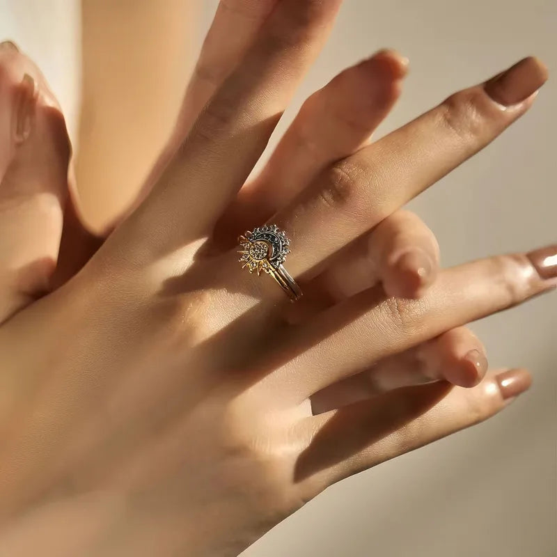 Sun & Moon Adjustable Ring Set