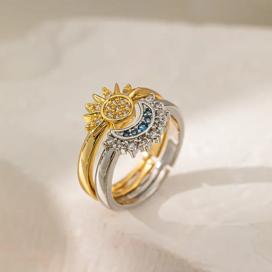 Sun & Moon Adjustable Ring Set