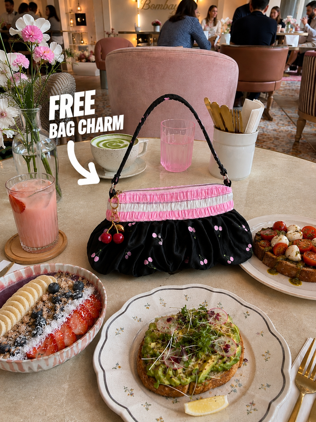 Cherry Blossom shoulder bag (FREE bag charm)