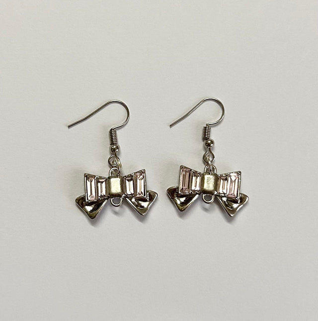Pink bow earrings