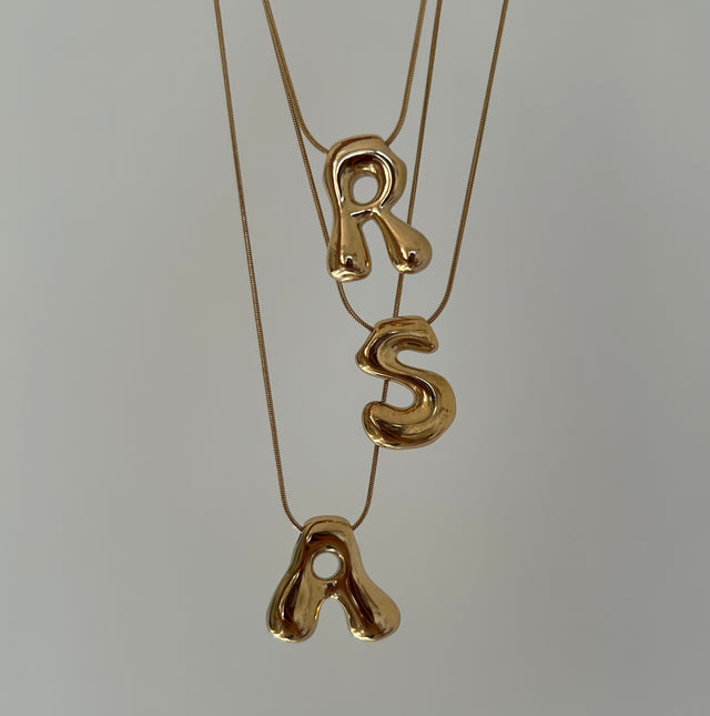 New Bubble Initial Necklace (gold plated)