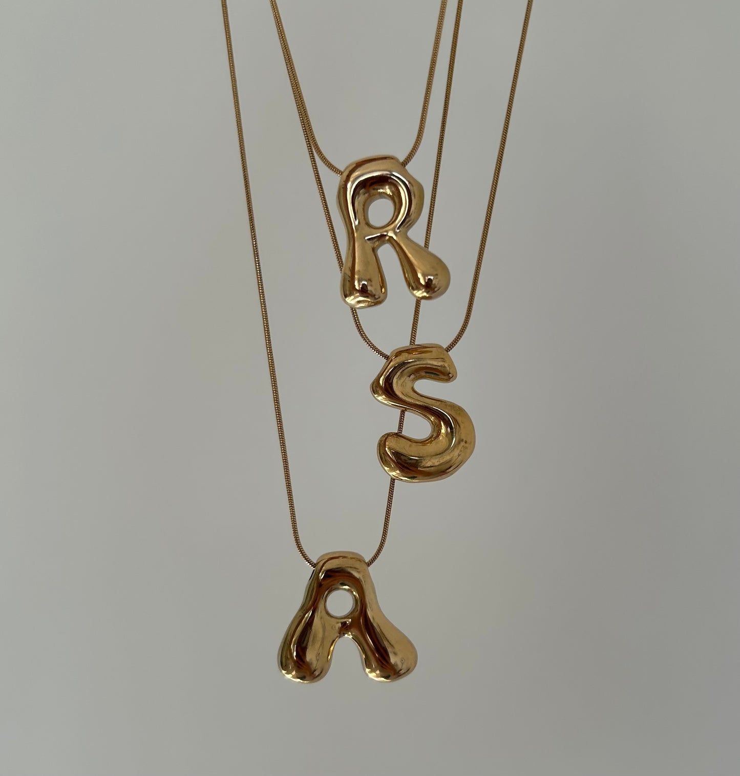 New Bubble Initial Necklace (gold plated)