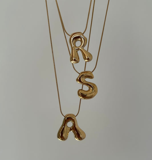 New Bubble Initial Necklace (gold plated)