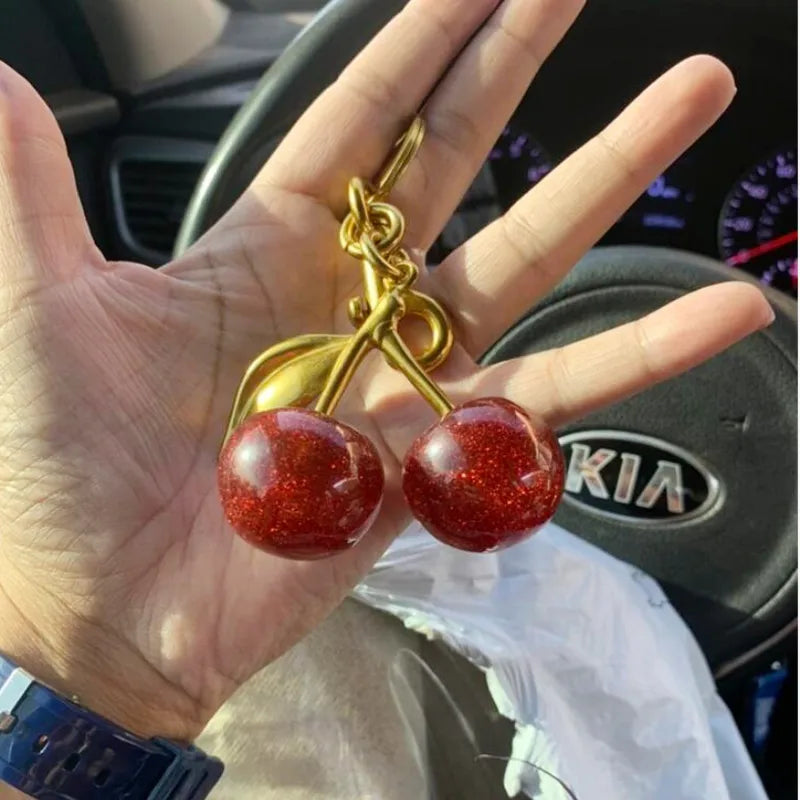 Mini cherry bag charm