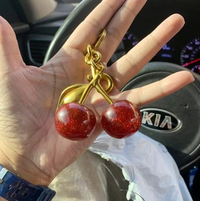 Mini cherry bag charm