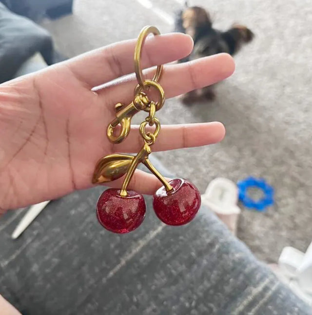 Mini cherry bag charm