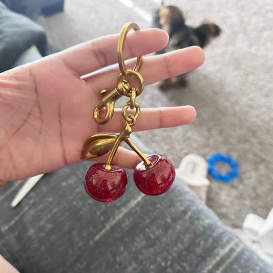 Mini cherry bag charm