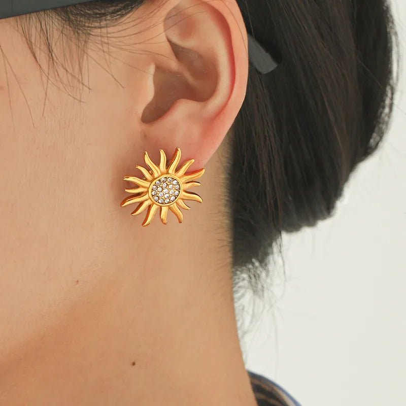 Sun Studded Earrings | 18K Gold Plated