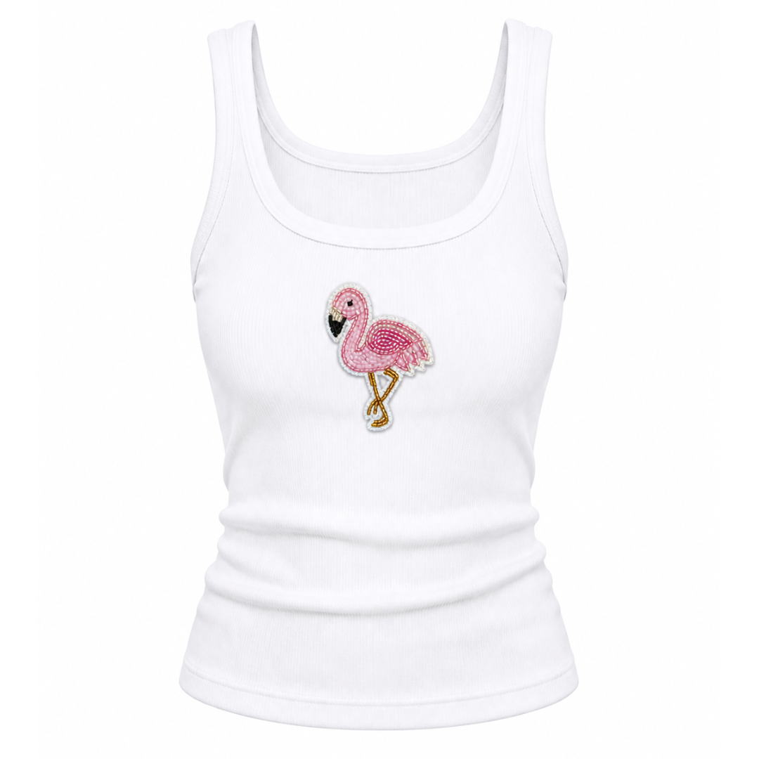 Flamingo beaded tank top