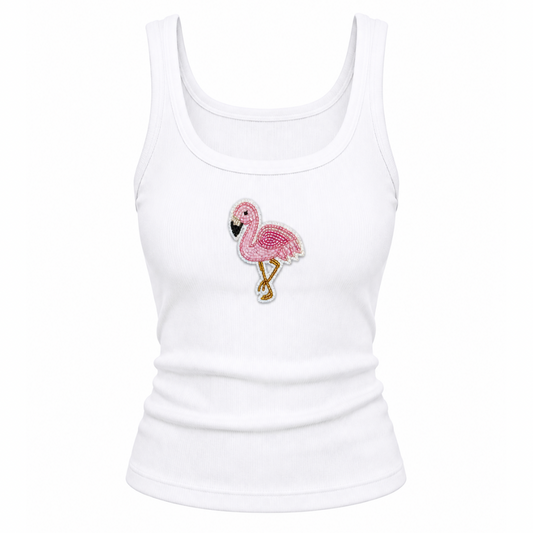 Flamingo beaded tank top