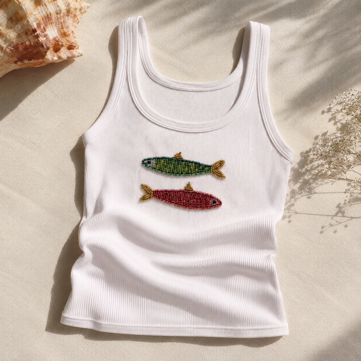 Fishy beaded tank top