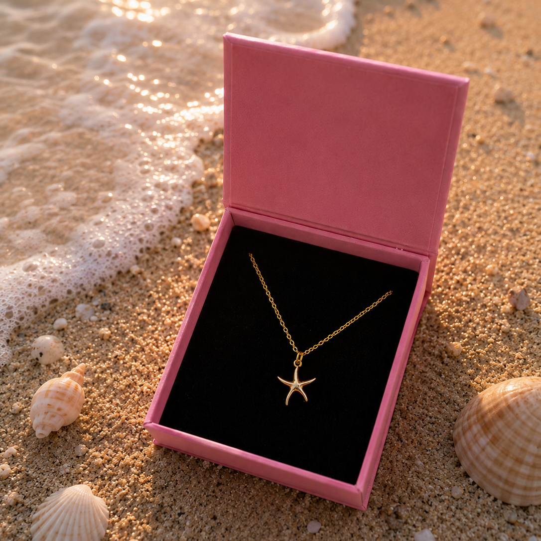 Starfish necklace & earrings combo
