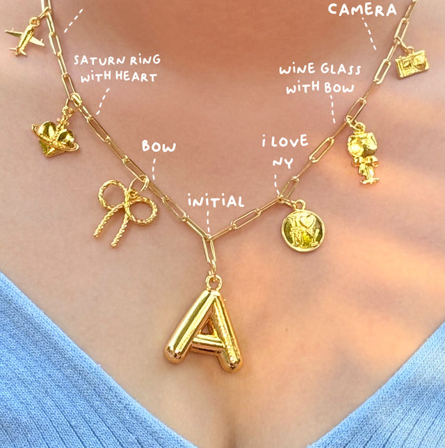 Charm necklace with initial