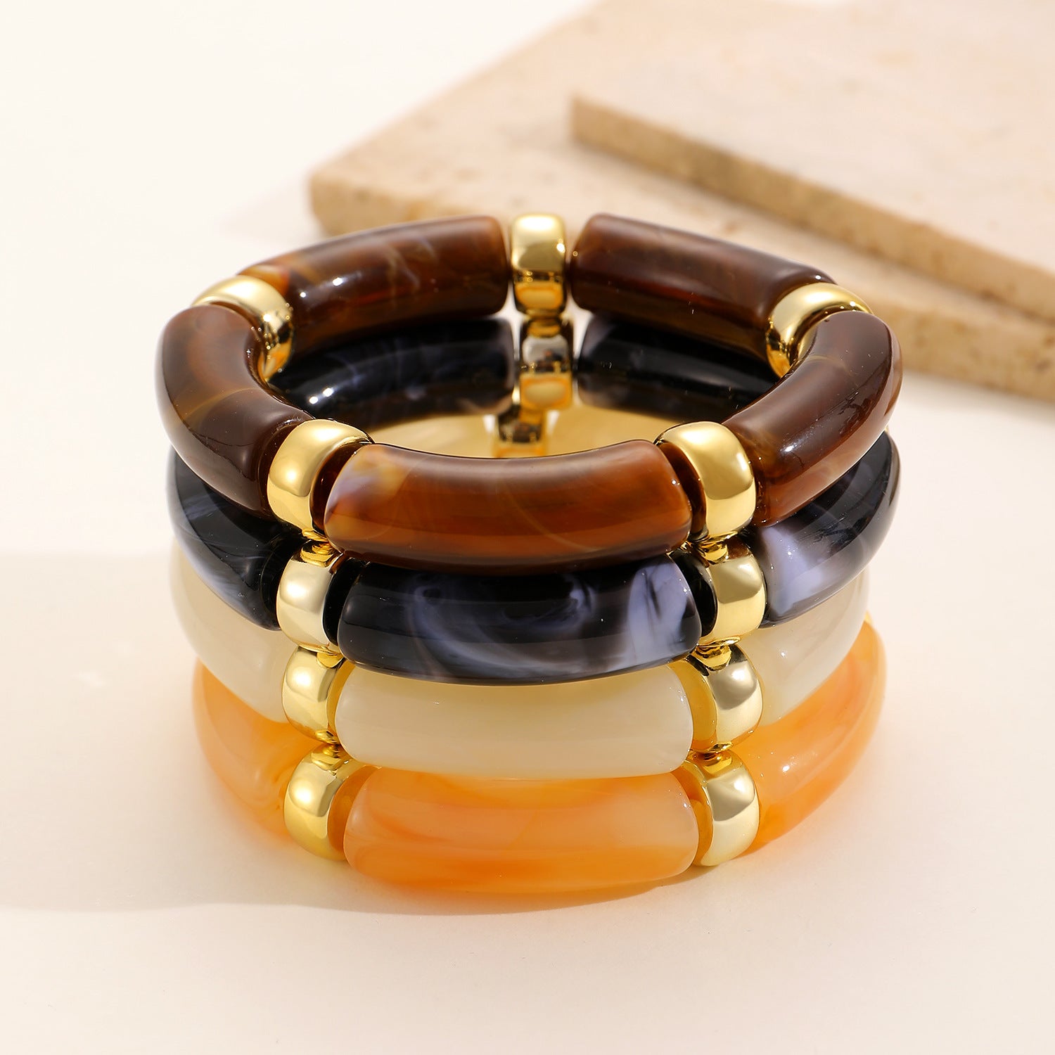 Rhea’s bracelet stack