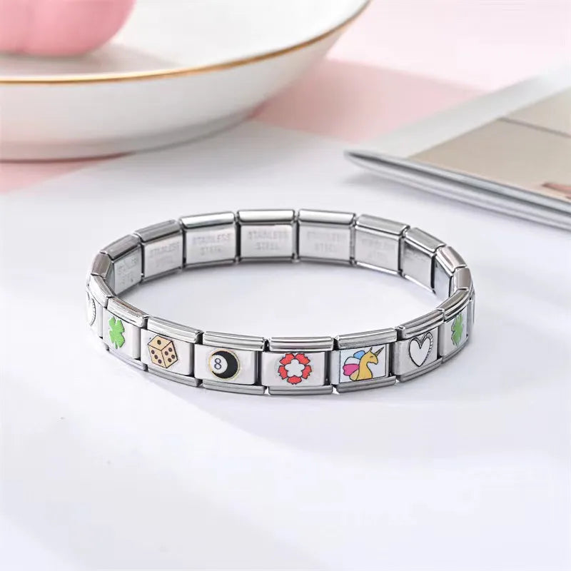 BFF Italian Charm Premium Stainless Steel Bracelet With 18 Charms