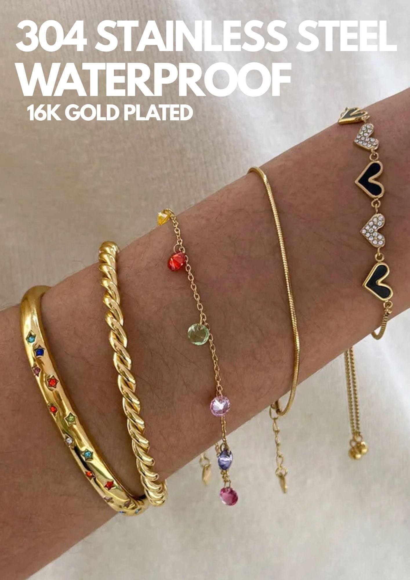 Salena Bracelet Stack (set of 5) PVD 16k gold plated