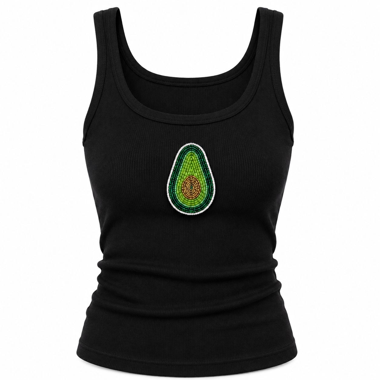 Avocado Premium Cotton Beaded Tank Top | Round Neck | Soft Stretch Comfortable Fit