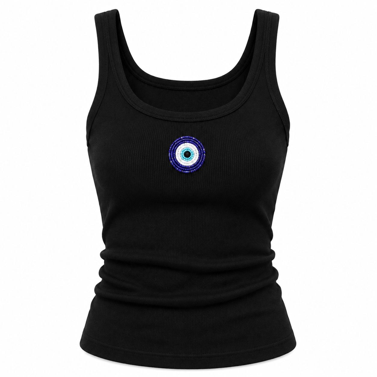 Nazar Premium Cotton Beaded Tank Top | Round Neck | Soft Stretch Comfortable Fit