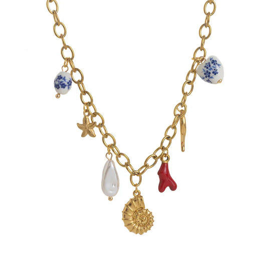 Coral charm necklace