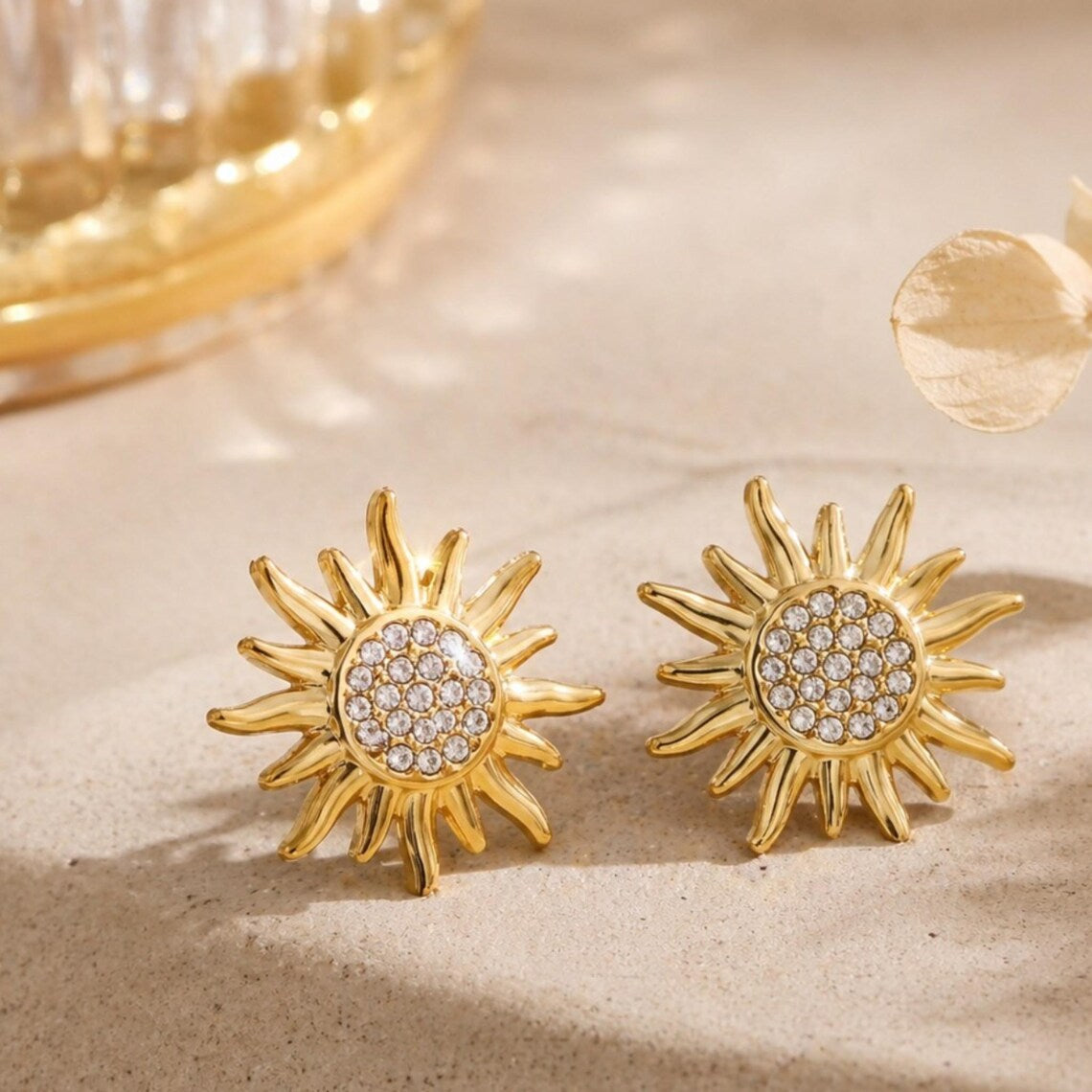Sun Studded Earrings | 18K Gold Plated