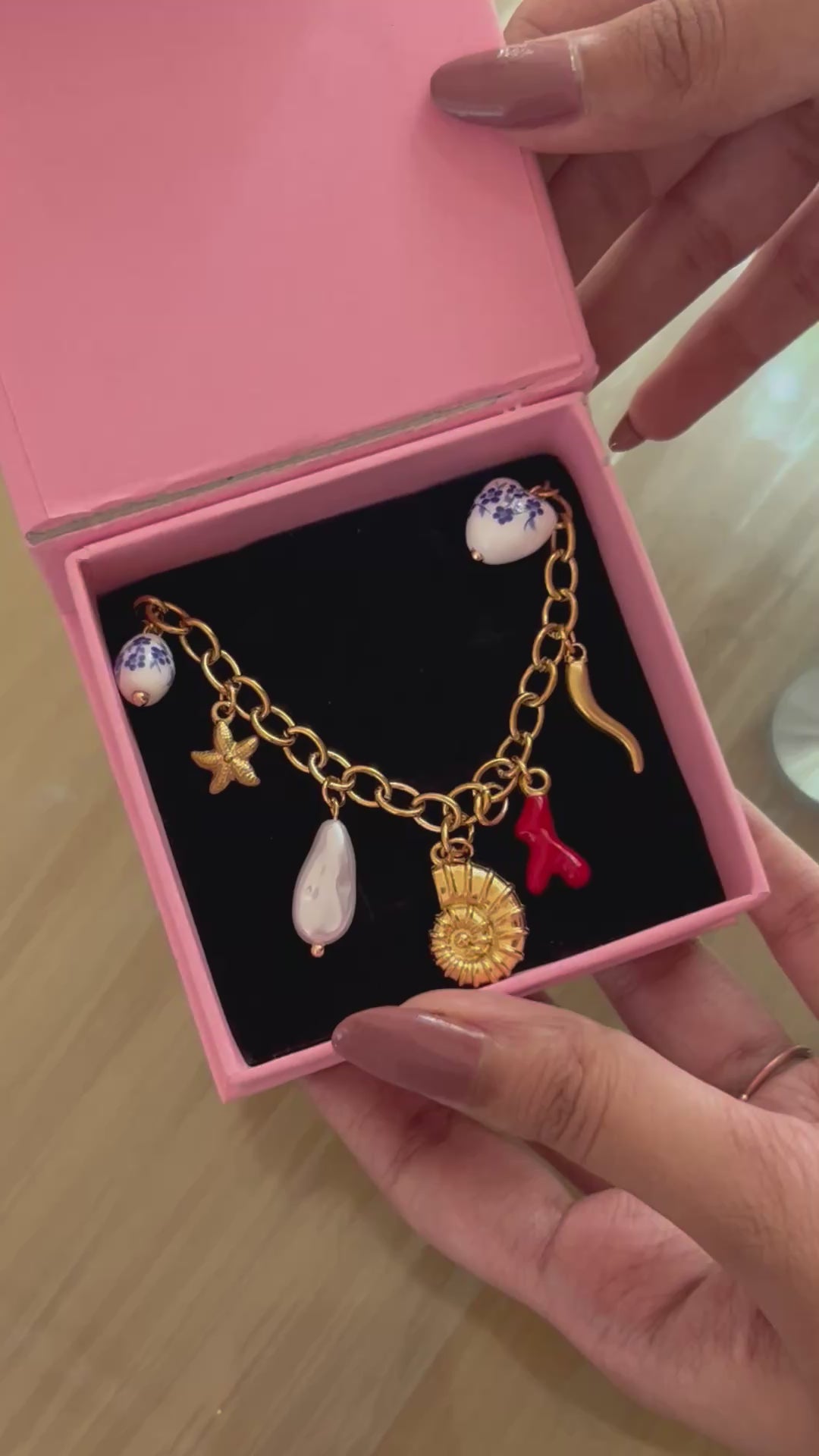 Coral charm necklace