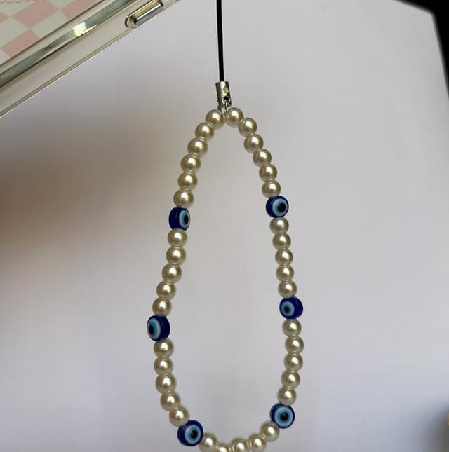 Evil Eye Pearl Phone Charm