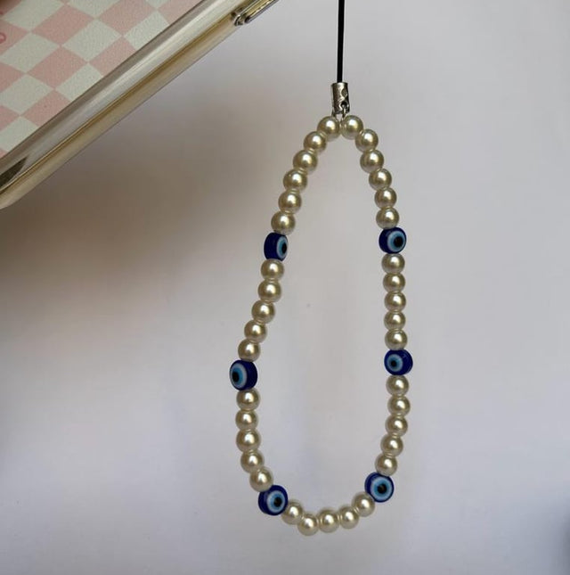 Evil Eye Pearl Phone Charm