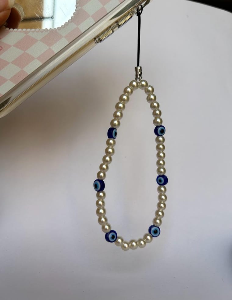 Evil Eye Pearl Phone Charm